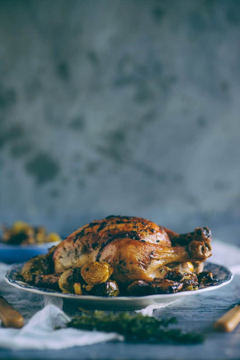 Roast chicken with Brussels Sprouts. The ultimate roast chicken recipe by Souvlakiforthesoul