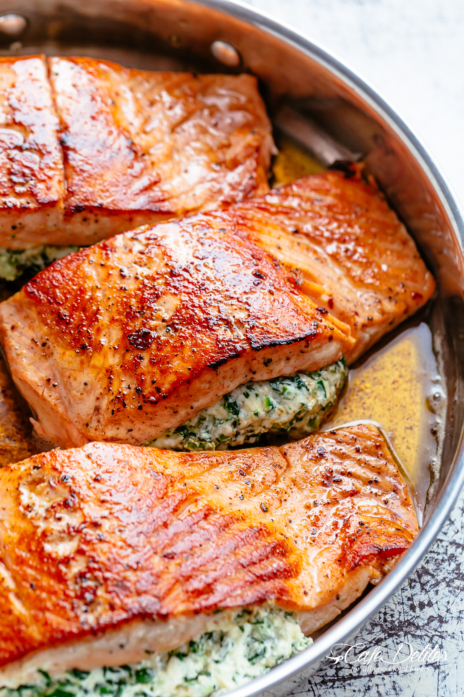 Creamy Spinach Stuffed Salmon In Garlic Butter Furilia Entertainment