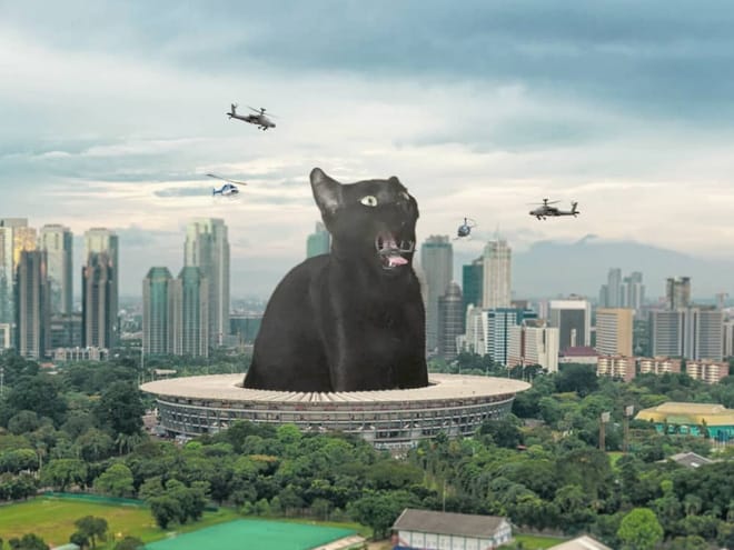 Kings Catzillas by the Artist Fransdita Muafidin In Urban Landscapes